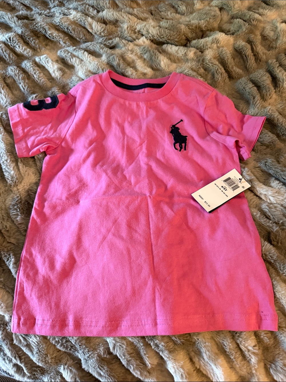 Ralph Lauren Pink Short Sleeve Tee with Navy Polo Logo